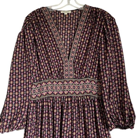 Max Studio Tiered Midi Dress M Terracotta V-neck Smocked Waist Bohemian Cottage - Picture 2 of 8